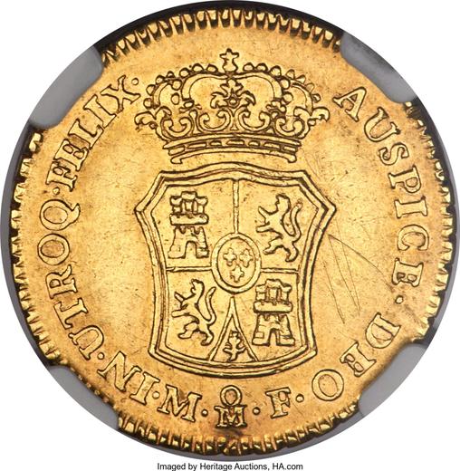 Реверс монеты - 2 эскудо 1768 года Mo MF - цена золотой монеты - Мексика, Карл III