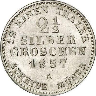 Реверс монеты - 2 1/2 серебряных гроша 1857 года A - цена серебряной монеты - Пруссия, Фридрих Вильгельм IV