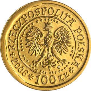 Anverso 100 eslotis 2006 MW NR "Pigargo europeo" - valor de la moneda de oro - Polonia, República moderna