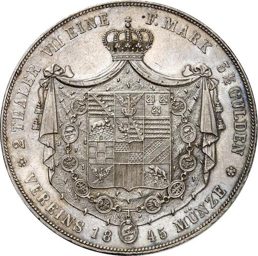 Reverso 2 táleros 1845 A - valor de la moneda de plata - Anhalt-Bernburg, Alejandro Carlos