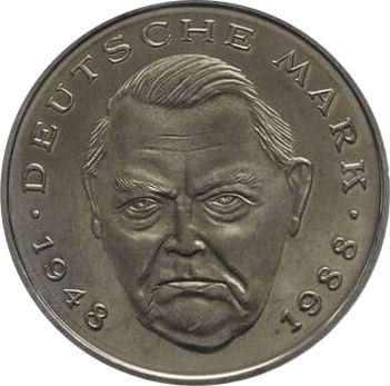 Obverse 2 Mark 1997 A "Ludwig Erhard" -  Coin Value - Germany, FRG