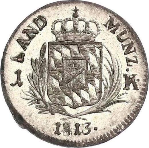 Реверс монеты - 1 крейцер 1813 года - цена серебряной монеты - Бавария, Максимилиан I