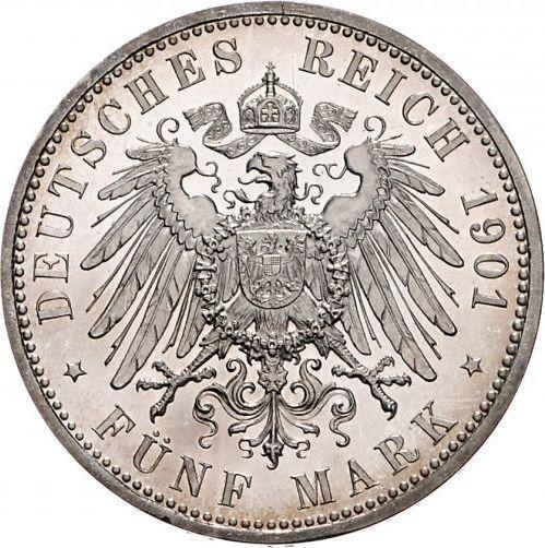 Reverso 5 marcos 1901 A "Prusia" - valor de la moneda de plata - Alemania, Imperio alemán