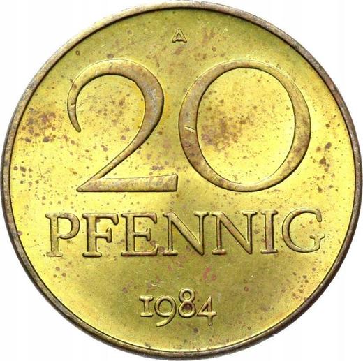 Anverso 20 Pfennige 1984 A - valor de la moneda  - Alemania, República Democrática Alemana (RDA)