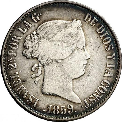 Avers 10 Reales 1859 Sieben spitze Sterne - Silbermünze Wert - Spanien, Isabella II