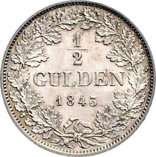 Reverso Medio florín 1843 D - valor de la moneda de plata - Baden, Leopoldo I de Baden