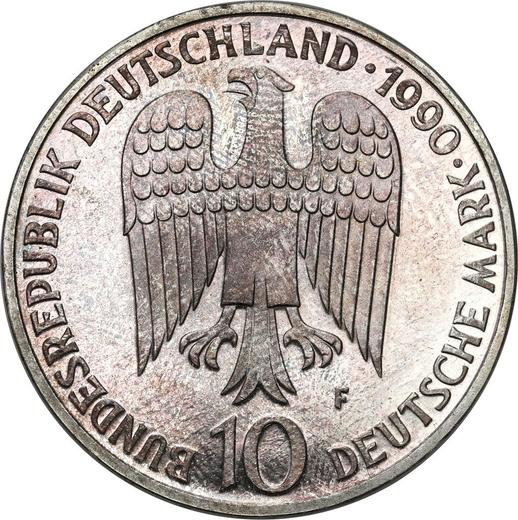 Reverso 10 marcos 1990 F "Federico I Barbarroja" - valor de la moneda de plata - Alemania, RFA