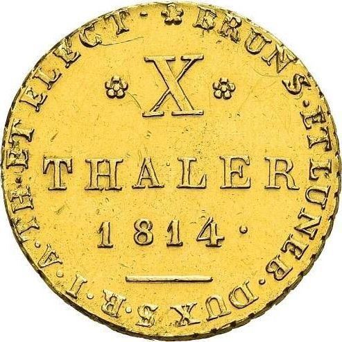 Реверс монеты - 10 талеров 1814 года C.H.H. - цена золотой монеты - Ганновер, Георг III