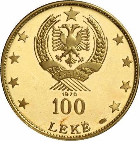 Реверс монеты - 100 леков 1970 года "Крестьянка" - цена золотой монеты - Албания, Народная Республика