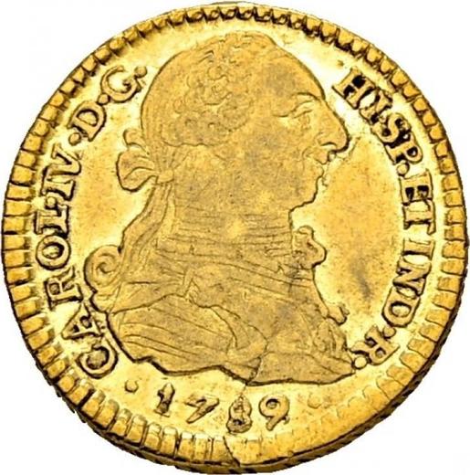 Awers monety - 1 escudo 1789 P SF - cena złotej monety - Kolumbia, Karol IV