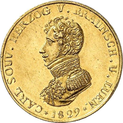 Аверс монеты - 2 1/2 талера 1829 года CvC - цена золотой монеты - Брауншвейг-Вольфенбюттель, Карл II