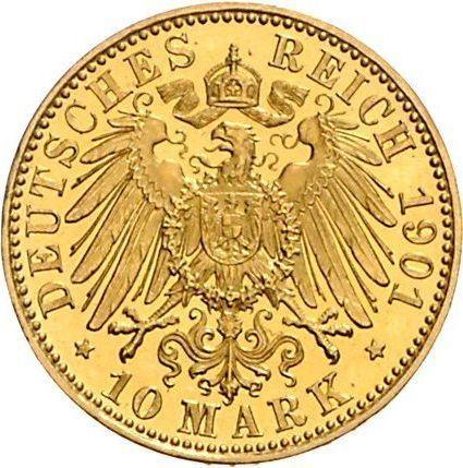 Reverso 10 marcos 1901 A "Mecklemburgo-Schwerin" - valor de la moneda de oro - Alemania, Imperio alemán