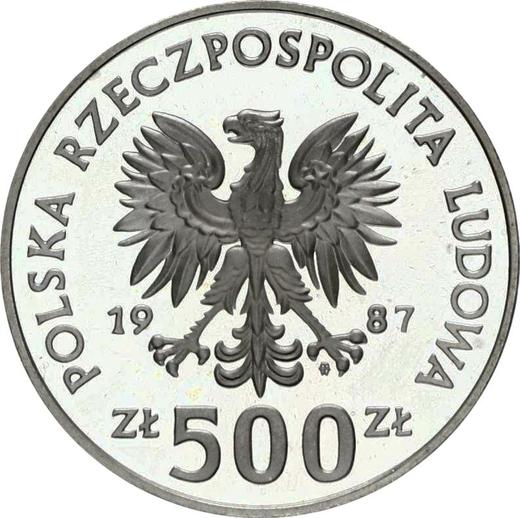 Awers monety - 500 złotych 1987 MW ET "XXIV Letnie Igrzyska Olimpijskie - Seul 1988" Srebro - cena srebrnej monety - Polska, PRL