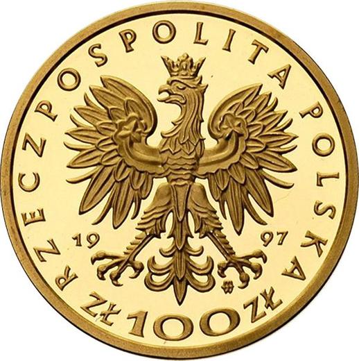 Аверс монеты - 100 злотых 1997 года MW ET "Стефан Баторий" - цена золотой монеты - Польша, III Республика после деноминации