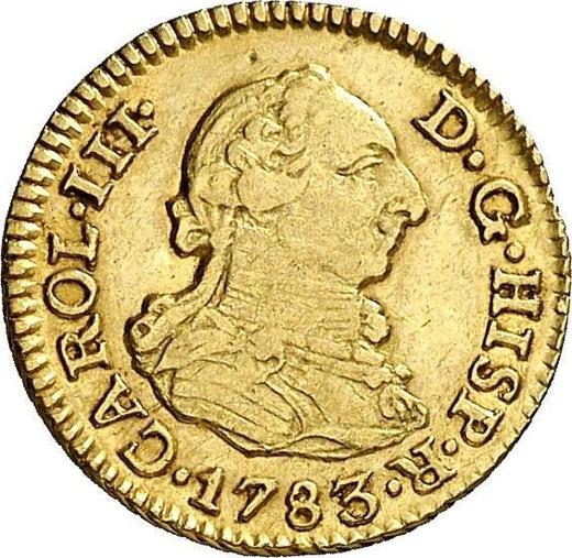 Awers monety - 1/2 escudo 1783 S CF - cena złotej monety - Hiszpania, Karol III