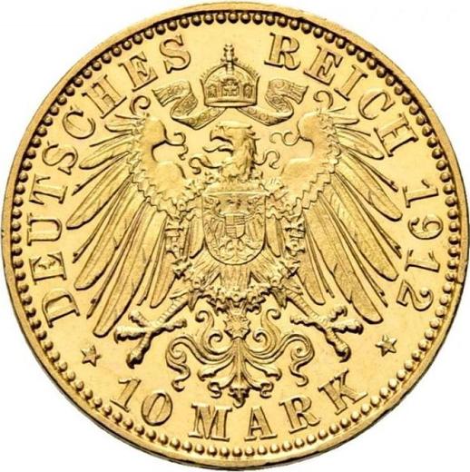 Reverso 10 marcos 1912 E "Sajonia" - valor de la moneda de oro - Alemania, Imperio alemán