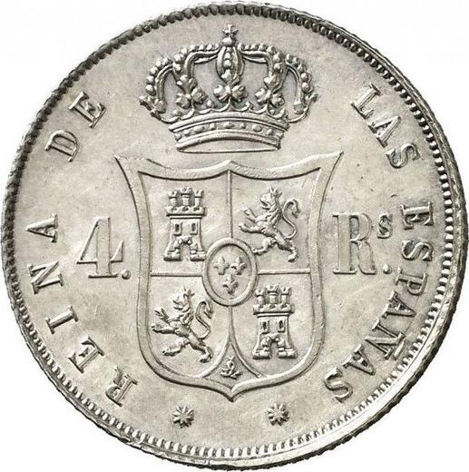 Реверс монеты - 4 реала 1864 года Восьмиконечные звёзды - цена серебряной монеты - Испания, Изабелла II