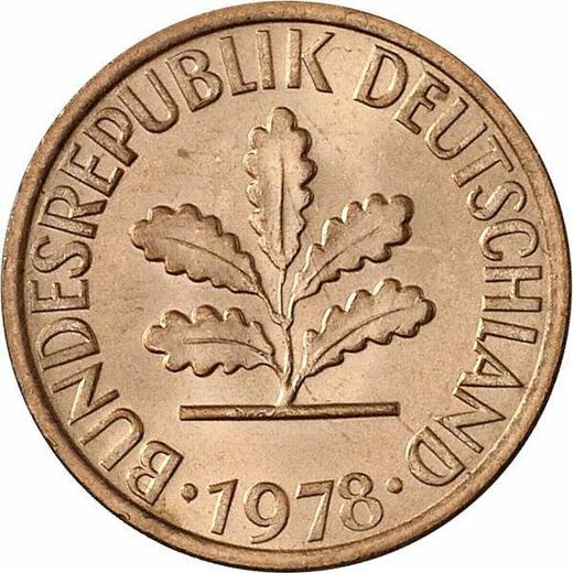 Реверс монеты - 1 пфенниг 1978 года D - цена  монеты - Германия, ФРГ