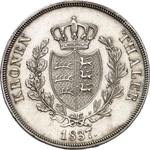 Reverso Tálero 1837 W - valor de la moneda de plata - Wurtemberg, Guillermo I