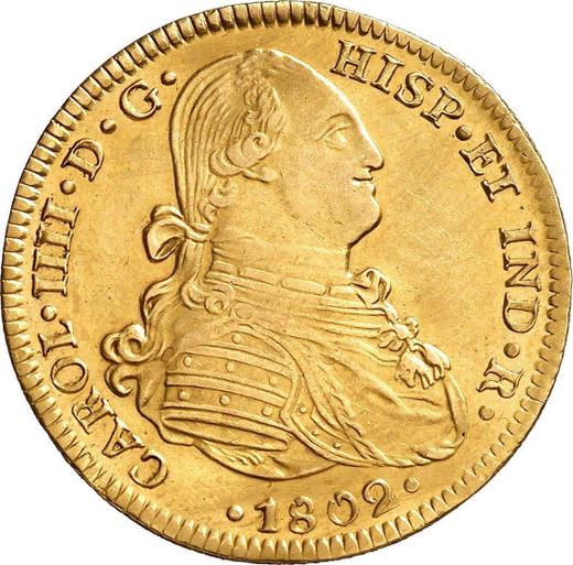 Awers monety - 4 escudo 1802 Mo FT - cena złotej monety - Meksyk, Karol IV