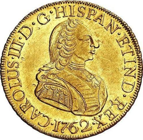 Awers monety - 8 escudo 1762 LM JM - cena złotej monety - Peru, Karol III
