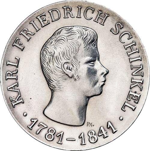 Аверс монеты - 10 марок 1966 года "Шинкель" - цена серебряной монеты - Германия, ГДР