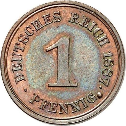 Аверс монеты - 1 пфенниг 1887 года E "Тип 1873-1889" Большая точка - цена  монеты - Германия, Германская Империя