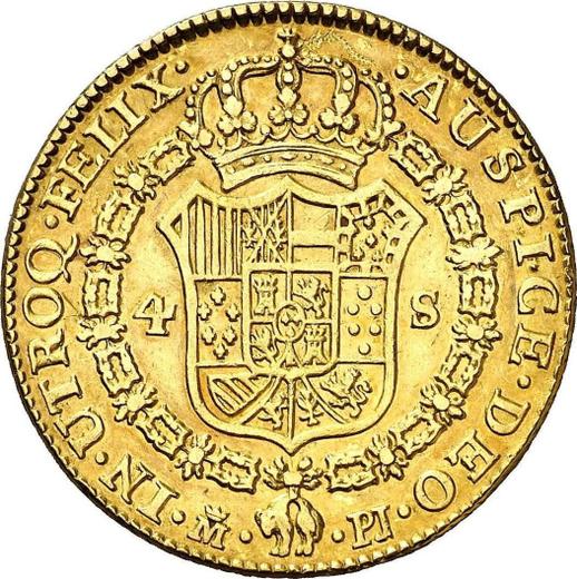Реверс монеты - 4 эскудо 1779 года M PJ - цена золотой монеты - Испания, Карл III