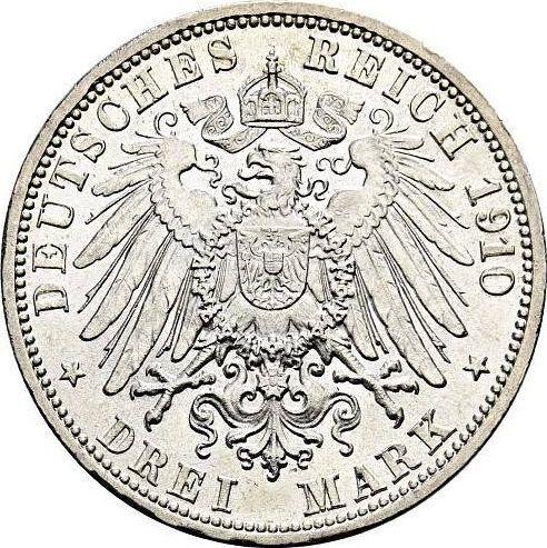 Реверс монеты - 3 марки 1910 года G "Баден" - цена серебряной монеты - Германия, Германская Империя