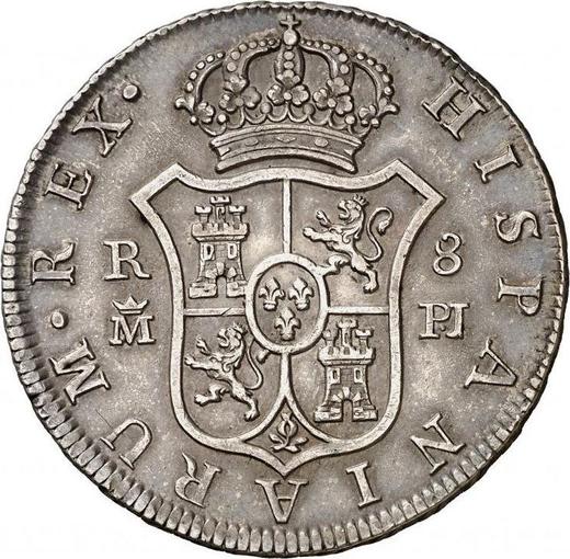 Реверс монеты - 8 реалов 1778 года M PJ - цена серебряной монеты - Испания, Карл III