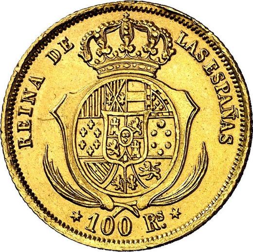 Reverso 100 reales 1856 Estrellas de seis puntas - valor de la moneda de oro - España, Isabel II