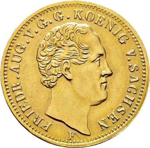 Аверс монеты - 5 талеров 1849 года F - цена золотой монеты - Саксония-Альбертина, Фридрих Август II