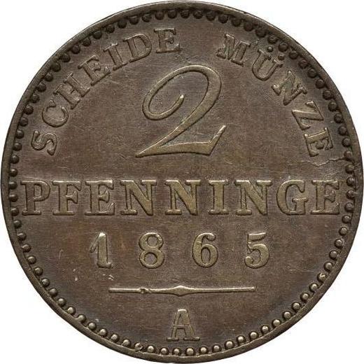 Reverso 2 Pfennige 1865 A - valor de la moneda  - Prusia, Guillermo I