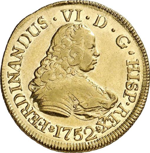 Anverso 4 escudos 1752 So J - valor de la moneda de oro - Chile, Fernando VI