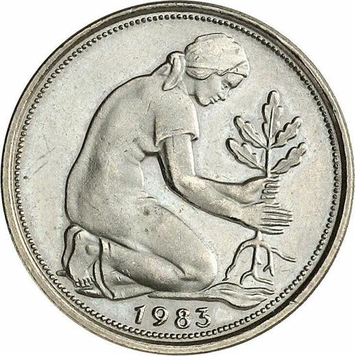 Реверс монеты - 50 пфеннигов 1983 года F - цена  монеты - Германия, ФРГ