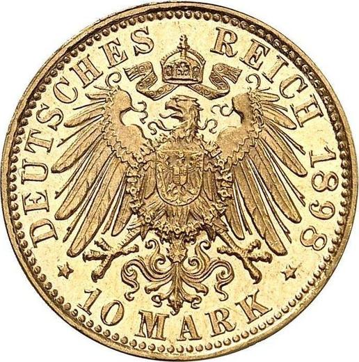 Reverso 10 marcos 1898 D "Sajonia-Meiningen" - valor de la moneda de oro - Alemania, Imperio alemán