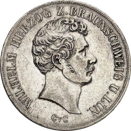 Аверс монеты - 2 талера 1847 года CvC - цена серебряной монеты - Брауншвейг-Вольфенбюттель, Вильгельм