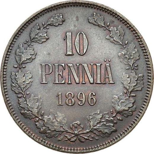 Реверс монеты - 10 пенни 1896 года - цена  монеты - Финляндия, Великое княжество