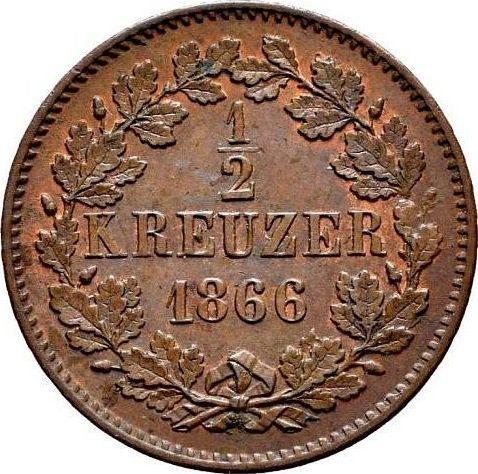 Rewers monety - 1/2 krajcara 1866 - cena  monety - Badenia, Fryderyk I