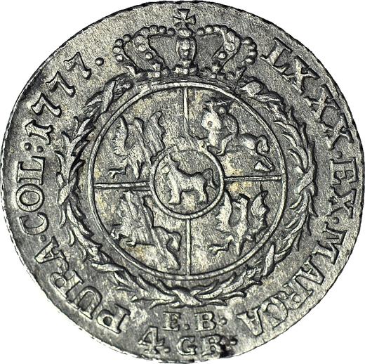Реверс монеты - Злотовка (4 гроша) 1777 года EB - цена серебряной монеты - Польша, Станислав II Август