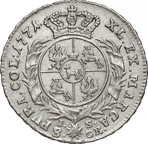 Rewers monety - Dwuzłotówka (8 groszy) 1771 IS - cena srebrnej monety - Polska, Stanisław II August