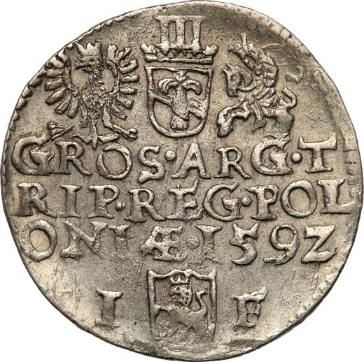 Reverso Trojak (3 groszy) 1592 IF "Casa de moneda de Olkusz" - valor de la moneda de plata - Polonia, Segismundo III