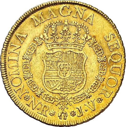 Реверс монеты - 8 эскудо 1760 года NR JV - цена золотой монеты - Колумбия, Карл III