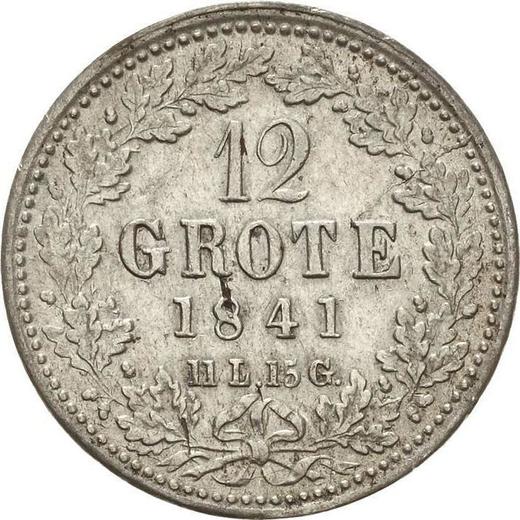 Реверс монеты - 12 гротенов 1841 года - цена серебряной монеты - Бремен, Вольный ганзейский город