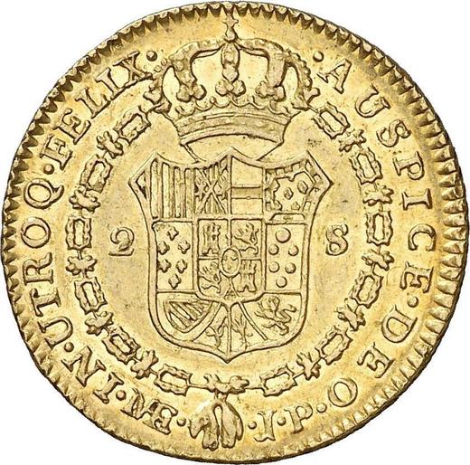 Реверс монеты - 2 эскудо 1806 года JP - цена золотой монеты - Перу, Карл IV