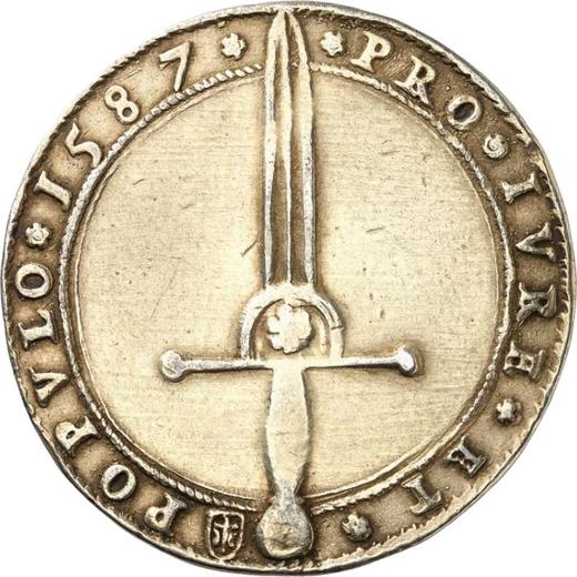 Реверс монеты - Талер 1587 года - цена серебряной монеты - Польша, Сигизмунд III Ваза