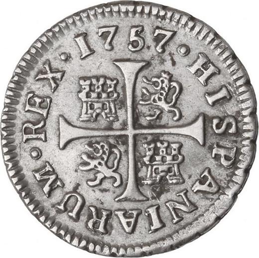 Reverse 1/2 Real 1757 M JB - Spain, Ferdinand VI