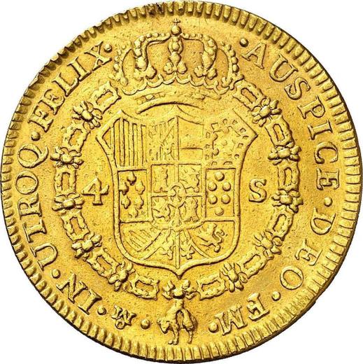 Реверс монеты - 4 эскудо 1786 года Mo FM - цена золотой монеты - Мексика, Карл III