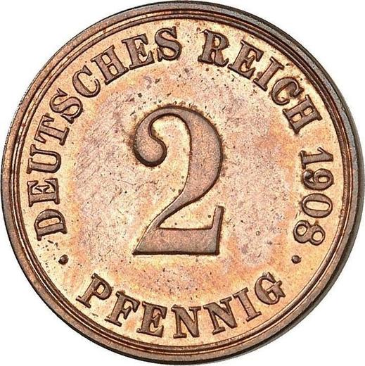 Anverso 2 Pfennige 1908 A "Tipo 1904-1916" - valor de la moneda  - Alemania, Imperio alemán