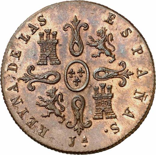 Реверс монеты - 4 мараведи 1850 года Ja - цена  монеты - Испания, Изабелла II